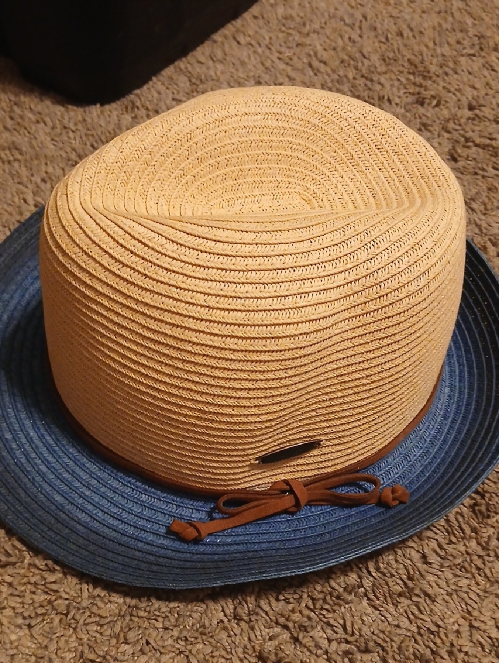 Panama Jack Two-Tone Straw Fedora - Beige Crown with Blue Brim